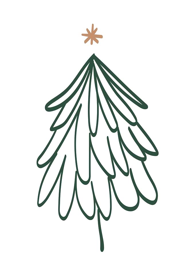 Minimalist Line Art Christmas Tree