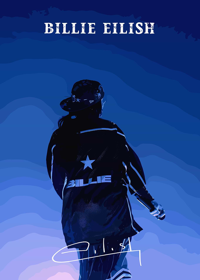 Billie Eilish Blue Minimalist Poster