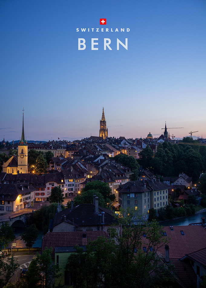 Bern Switzerland Cityscape at Twilight