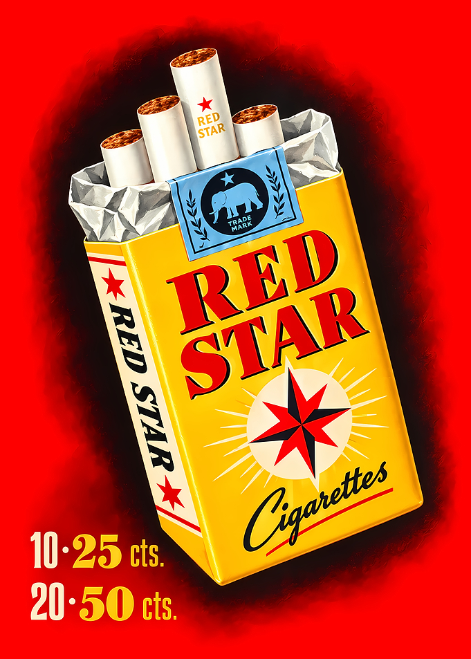 Vintage Red Star Cigarettes Advertisement