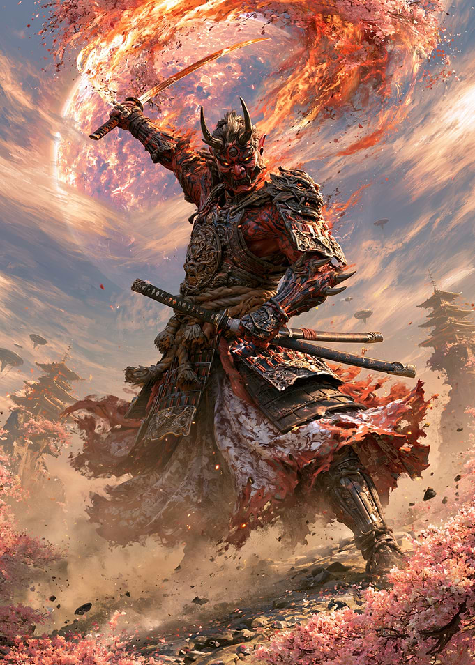 Fiery Oni Samurai Warrior