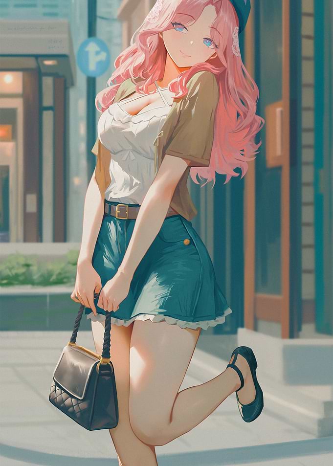 Anime Girl with Pink Hair