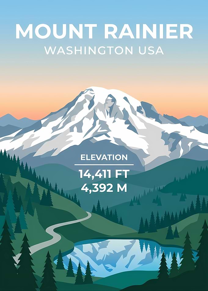 Mount Rainier National Park Travel Poster