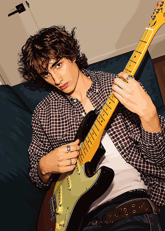 Young Man Playing Electric Guitar