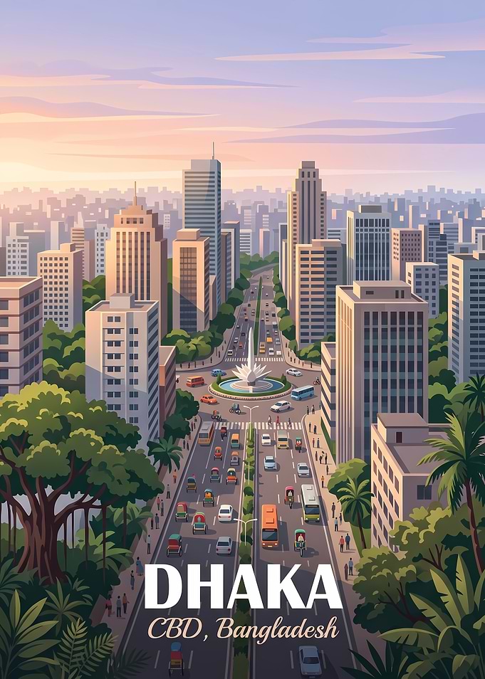 Dhaka CBD Bangladesh Cityscape Illustration