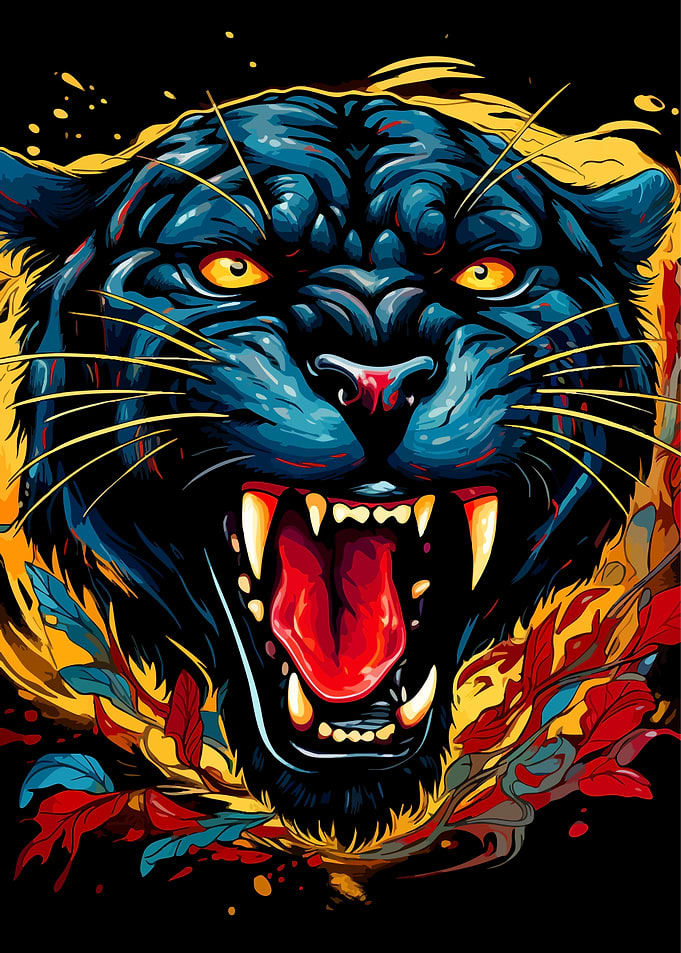 Fierce Roaring Black Panther Illustration
