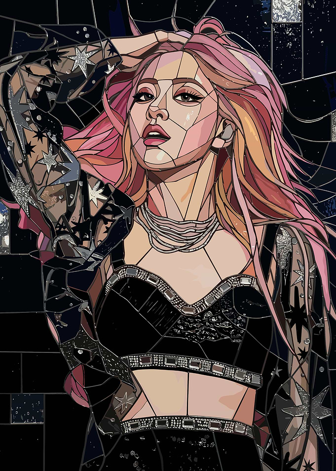 Stained Glass Style Rosé Portrait