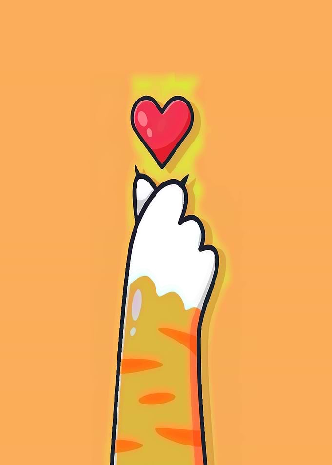 Cute Cat Paw Finger Heart