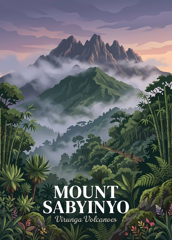 Mount Sabyinyo Virunga Volcanoes Travel Poster