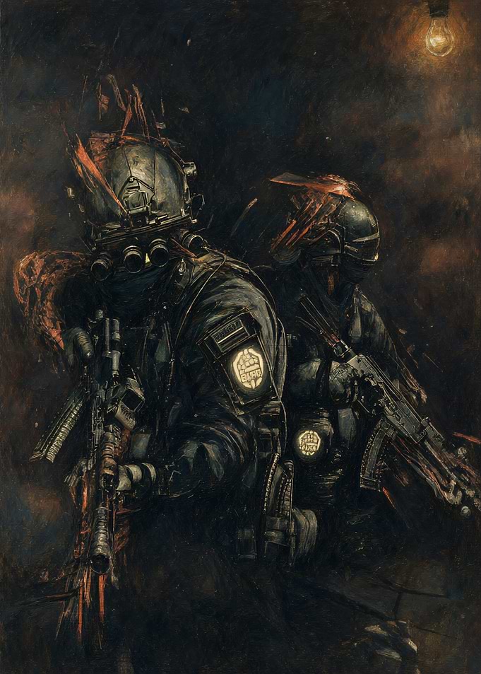 Dark Tactical Soldiers in Shadow