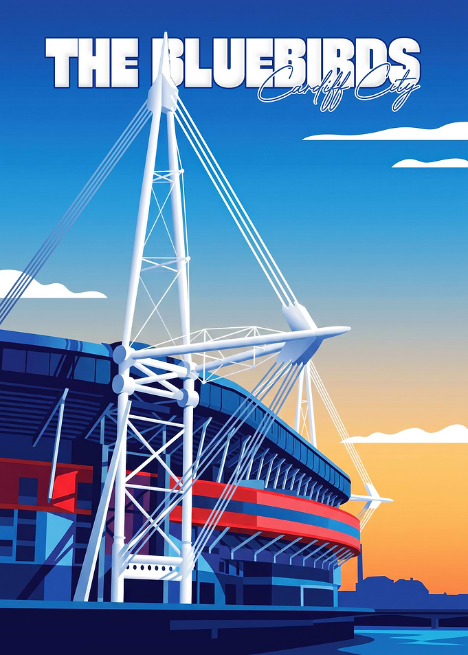 Cardiff City Stadium Minimalist Poster
