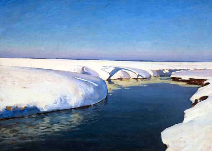Snow by Julian Falat Winter Landscape Painting