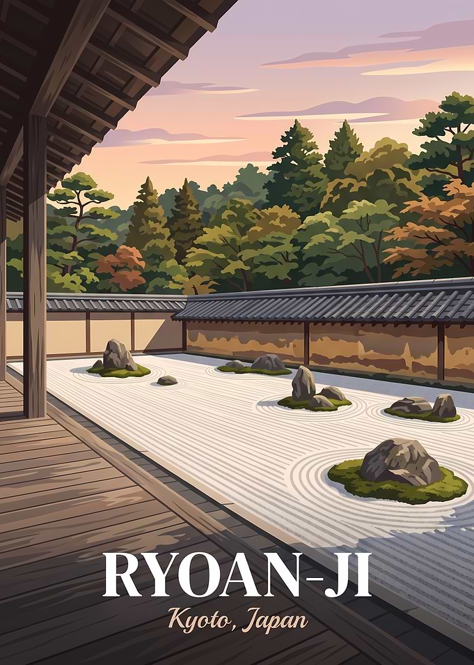 Ryoan-ji Zen Garden Travel Poster