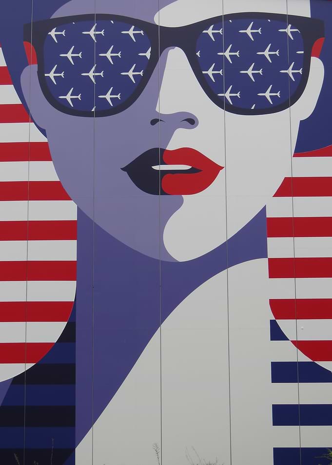 Patriotic Pop Art Woman Mural