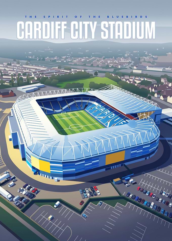 Cardiff City Stadium Spirit Of Cardiff Aerial Illustration