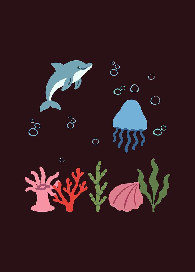 Dolphin Underwater Kids Jellyfish