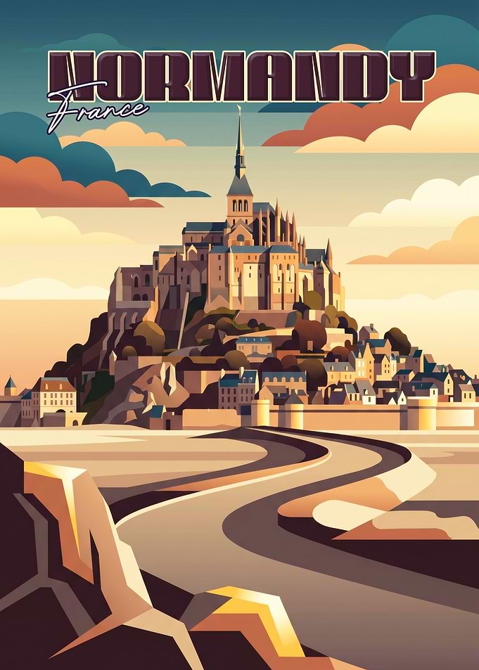 Mont Saint-Michel Normandy Travel Poster