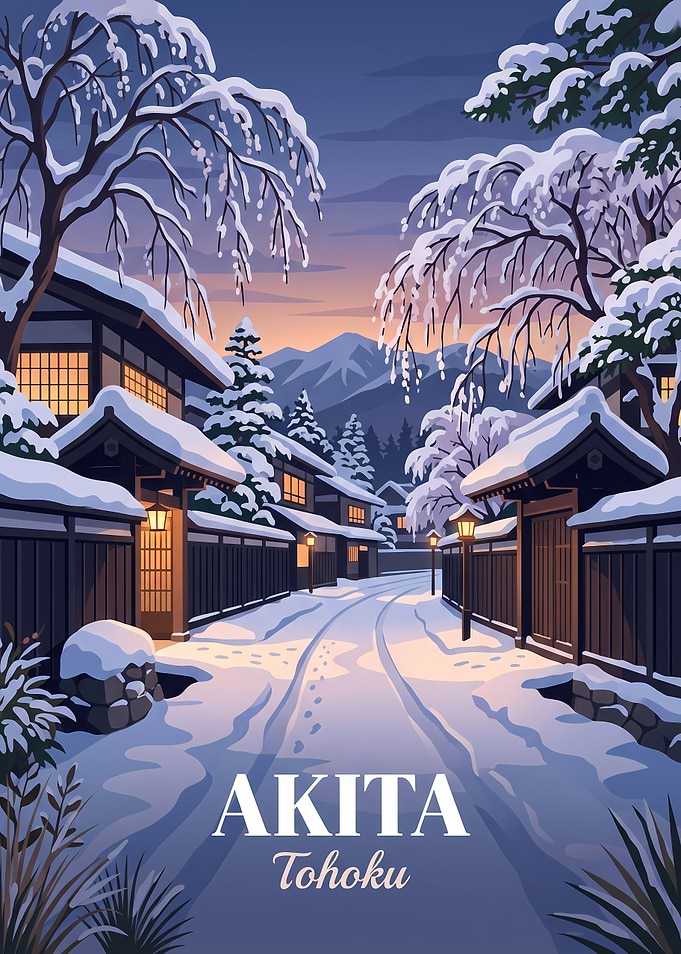 Akita Tohoku Winter Travel Poster