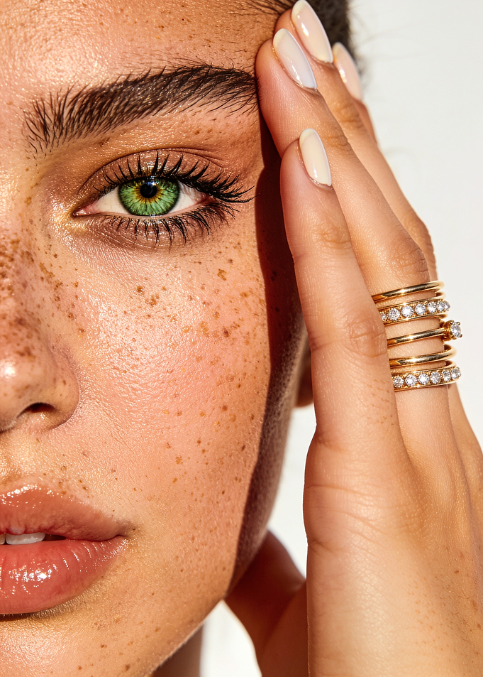 Close-up Portrait with Gold Rings