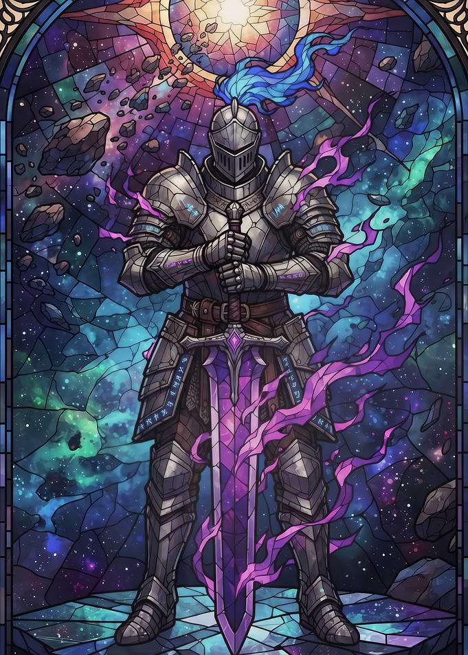 Stained Glass Cosmic Knight