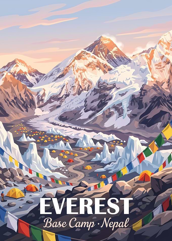 Mount Everest Base Camp Travel Poster