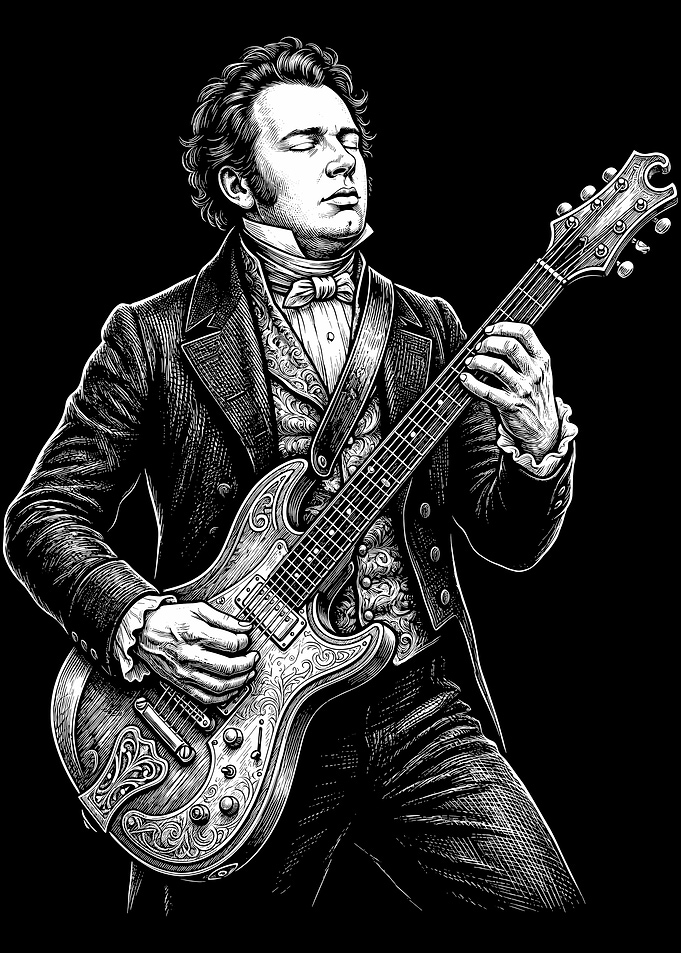 Schubert Playing Electric Guitar