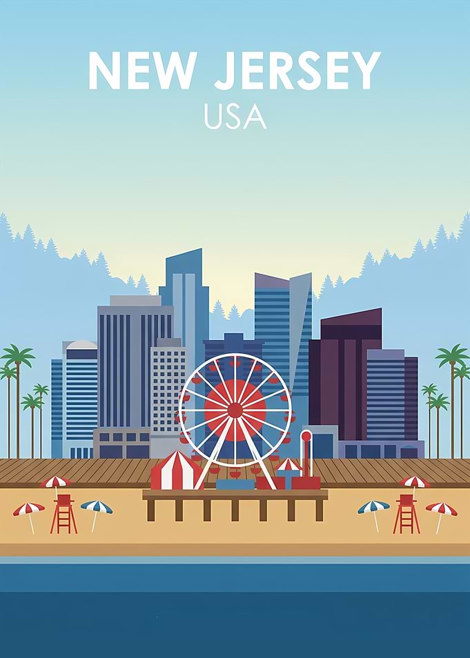 New Jersey Boardwalk Travel Poster
