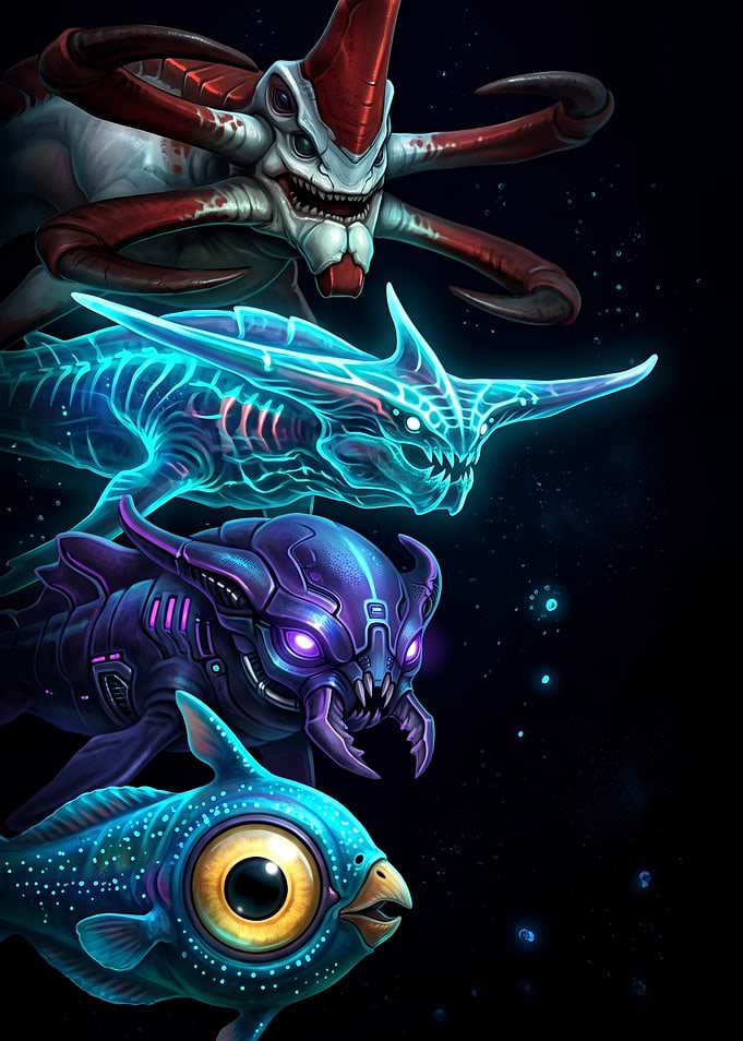 Subnautica Creatures Vertical Stack