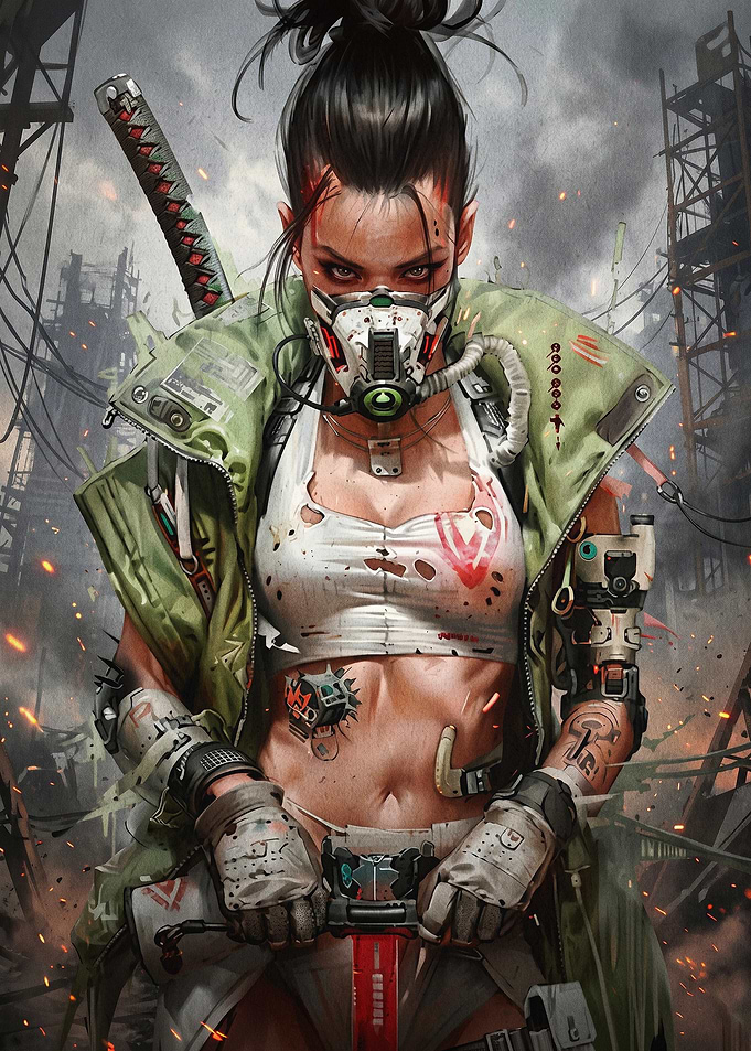 Cyberpunk Warrior Samurai Poster