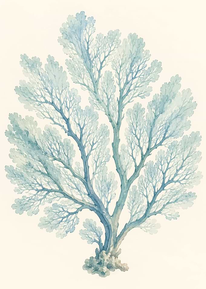 Watercolor Blue Sea Coral Illustration