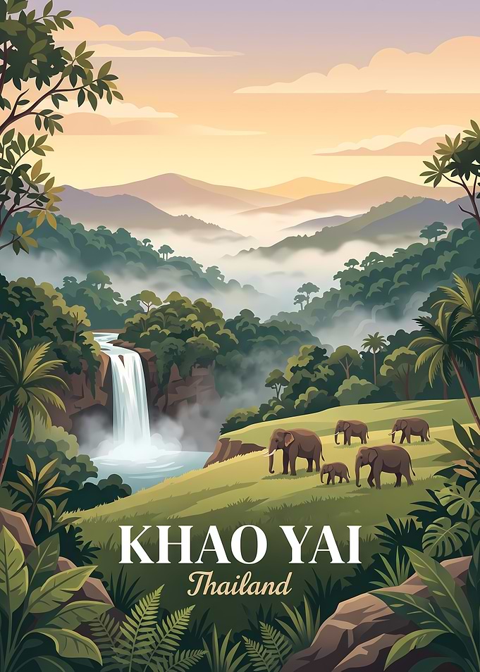 Khao Yai Thailand Travel Poster