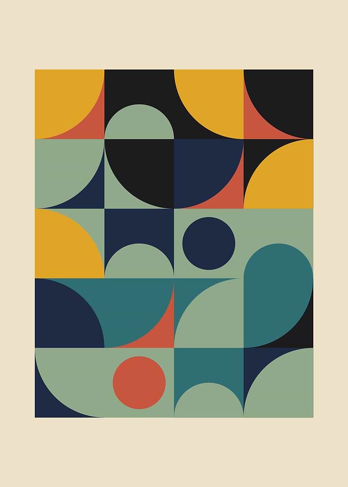 Quarter Circle Grid Bauhaus Geometric Print