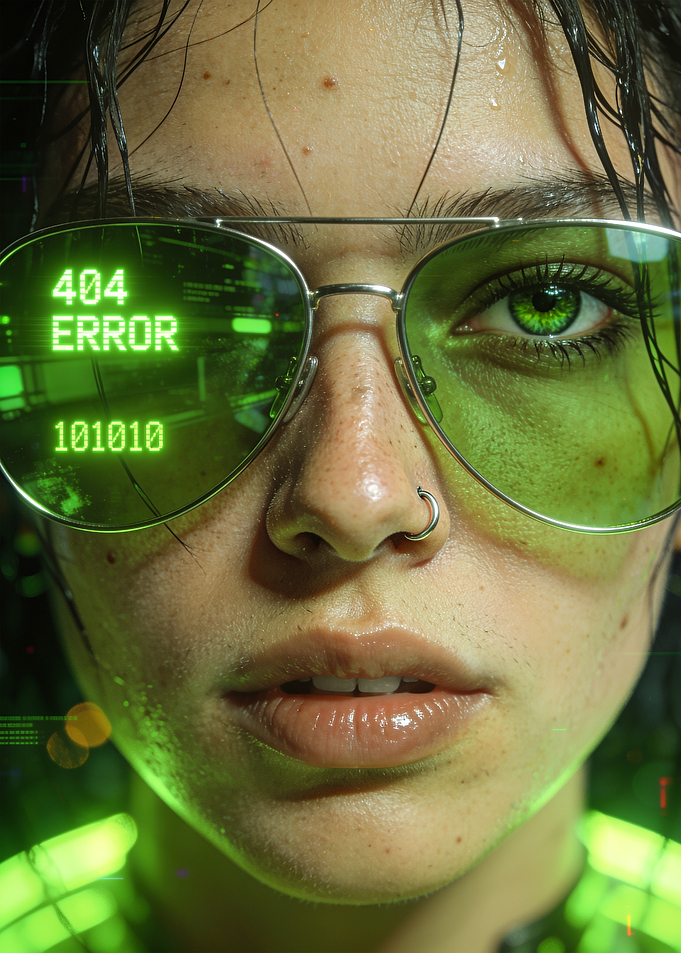 Cyberpunk Hacker with Digital Glasses
