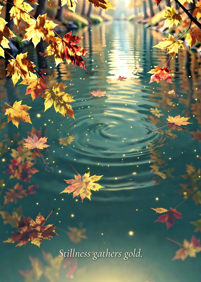 Golden Leaves on a Still Pond