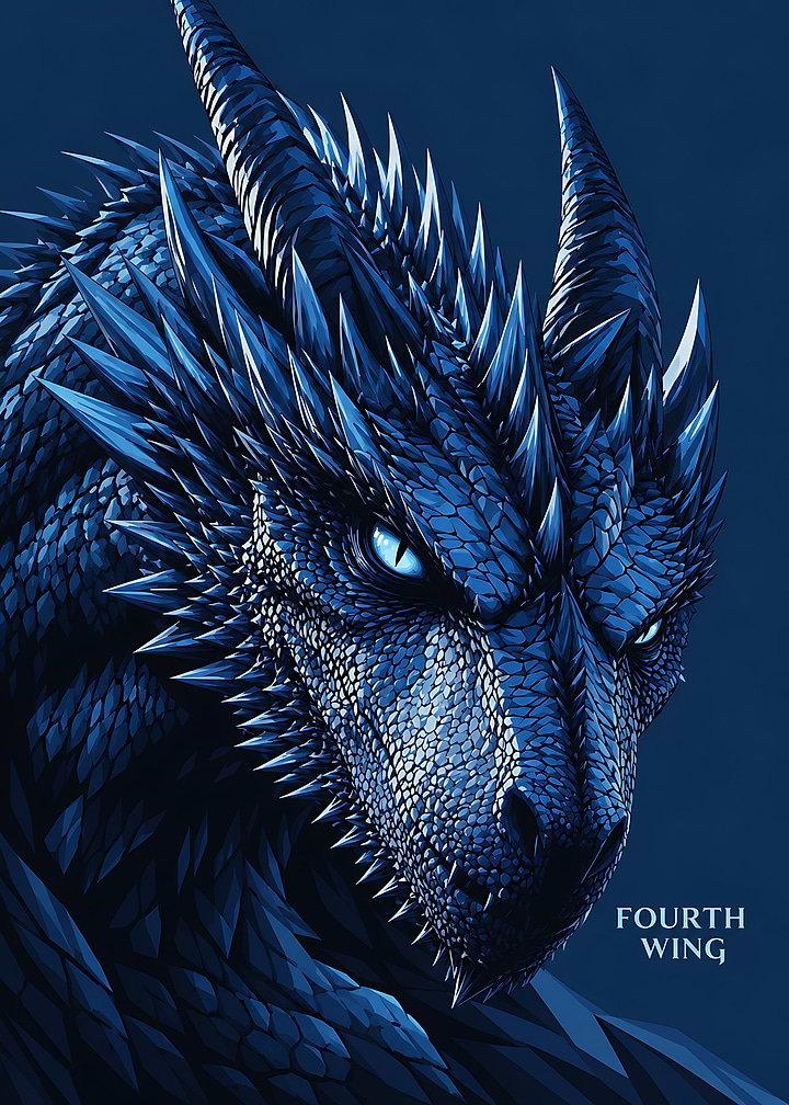 Fourth Wing Blue Dragon Portrait