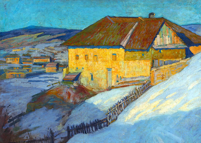 Winter Landscape by Elemir Halasz-Hradil Snow Painting