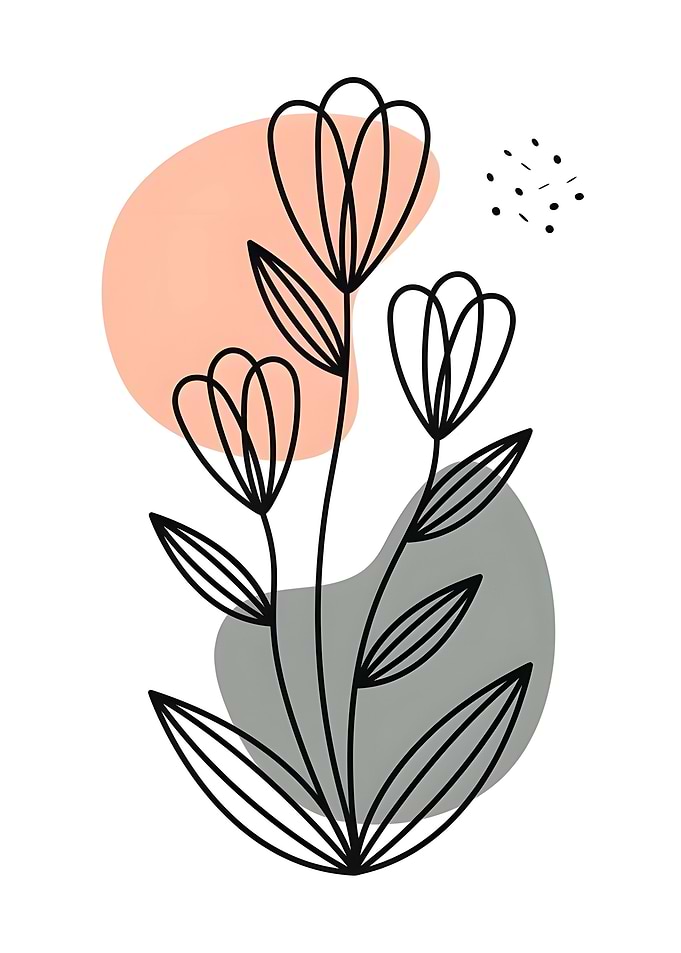 Minimalist Line Art Floral Illustration