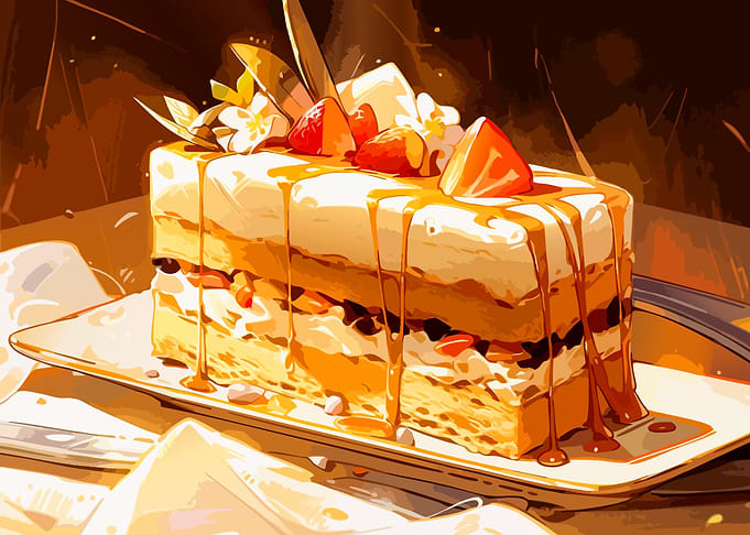 Delicious Layered Strawberry Caramel Cake