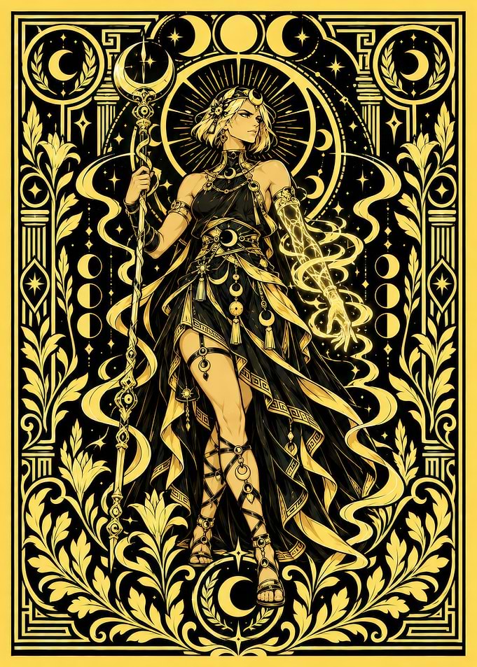 Celestial Moon Goddess Illustration