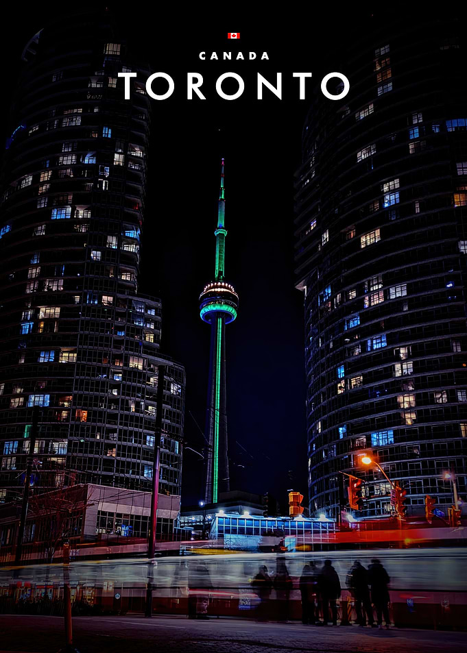 Toronto Night Skyline Travel Poster
