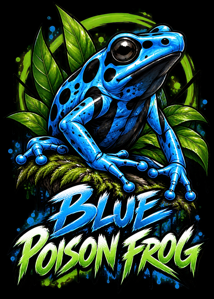 Vibrant Blue Poison Dart Frog Illustration
