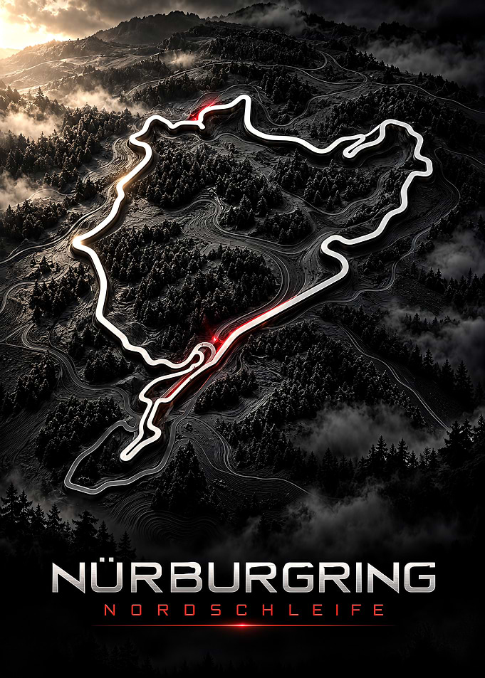Nürburgring Nordschleife Aerial Track Poster