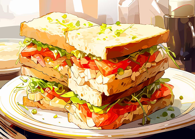Fresh Vegetable Sandwich on Plate