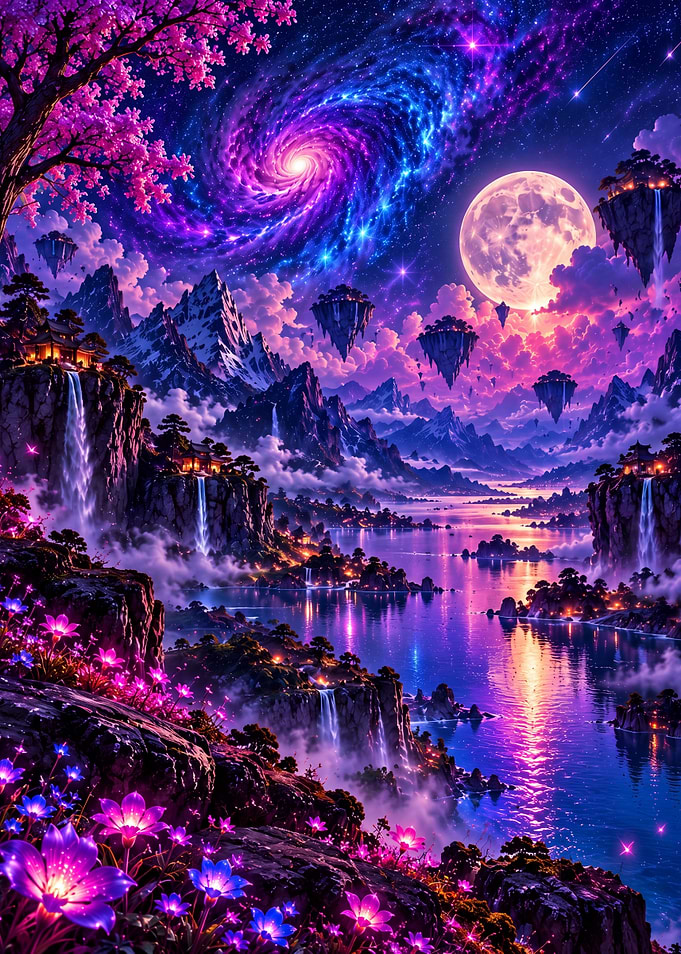 Ethereal Floating Island Fantasy Landscape