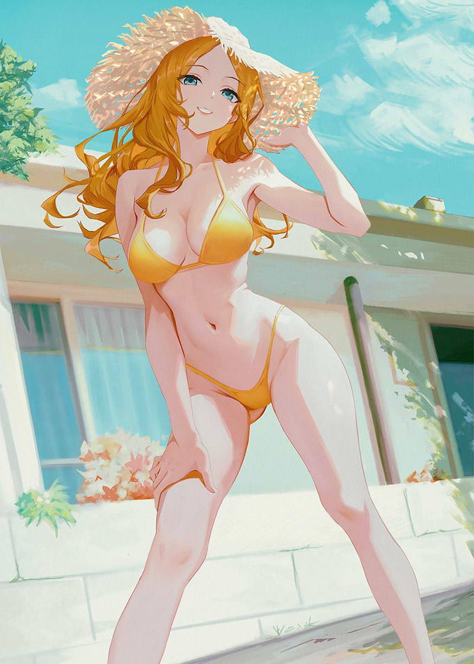 Anime Girl in Yellow Bikini