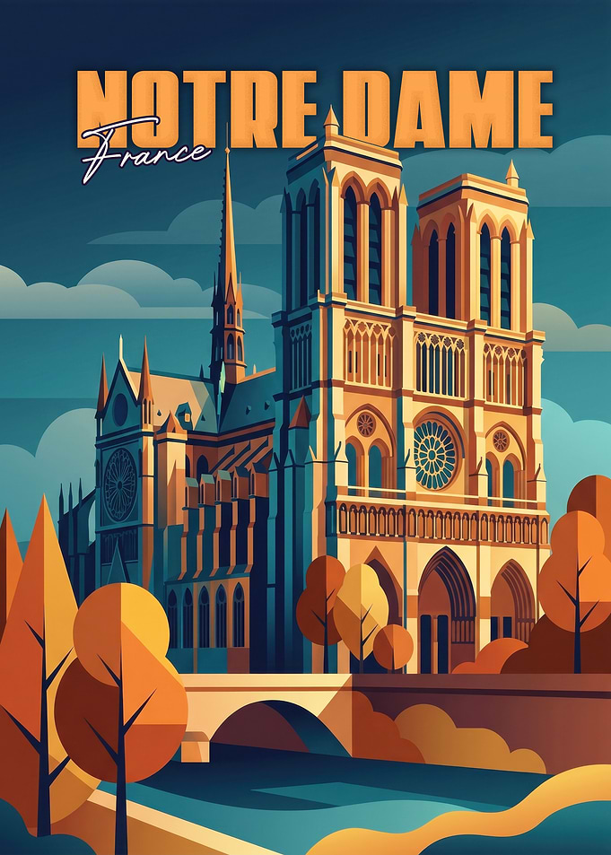 Notre Dame France Travel Poster
