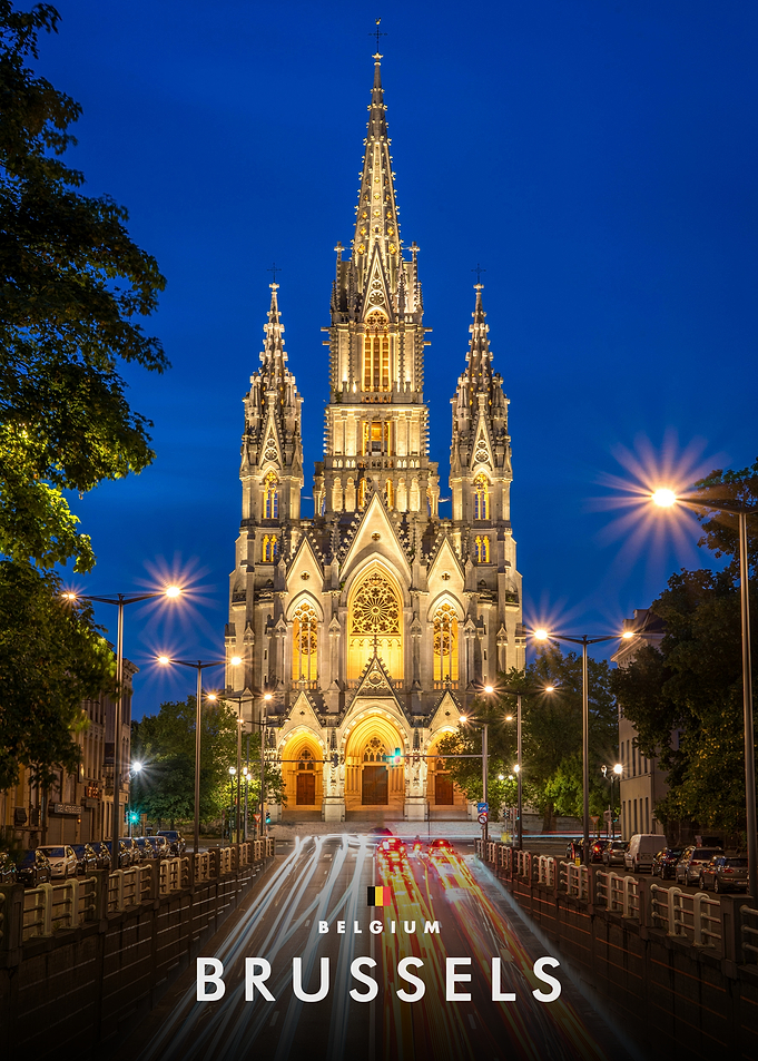 Brussels Church at Night
