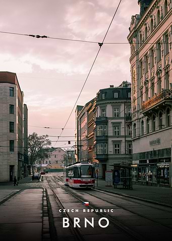 Tram on a street in Brno