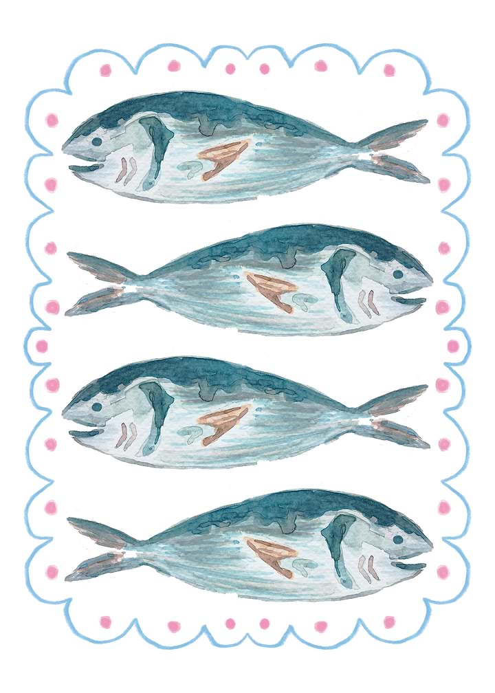 Watercolor Fish Pattern Illustration