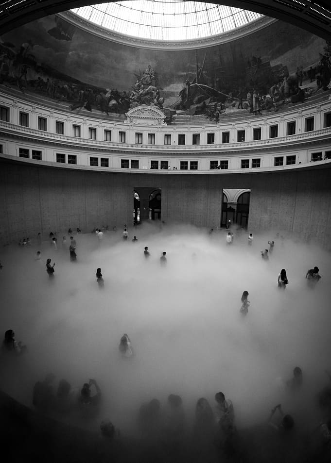 People in Foggy Museum Rotunda